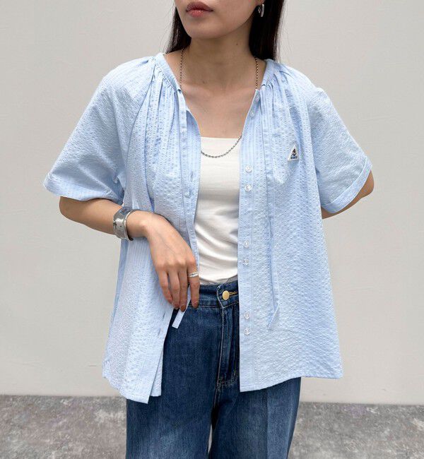 fredy emue「【GEVACO/ゲバコ】ボウタイブラウス」|シャツ・ブラウス|サックスブルー