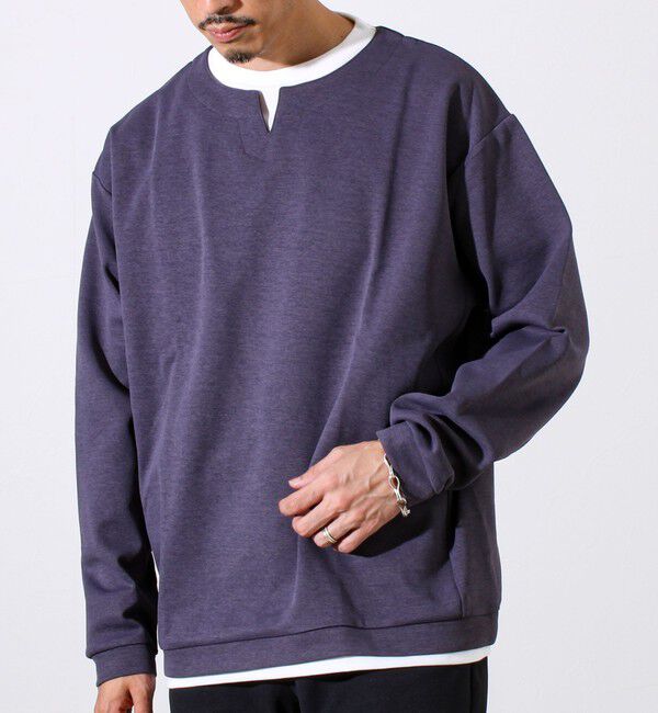 GLOSTER「【全方向杢ダンボール】フェイクキーネックロングスリーブ」|Tシャツ・カットソー|パープル