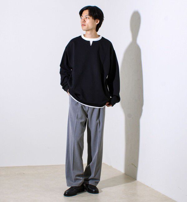 GLOSTER「【全方向杢ダンボール】フェイクキーネックロングスリーブ」|Tシャツ・カットソー|