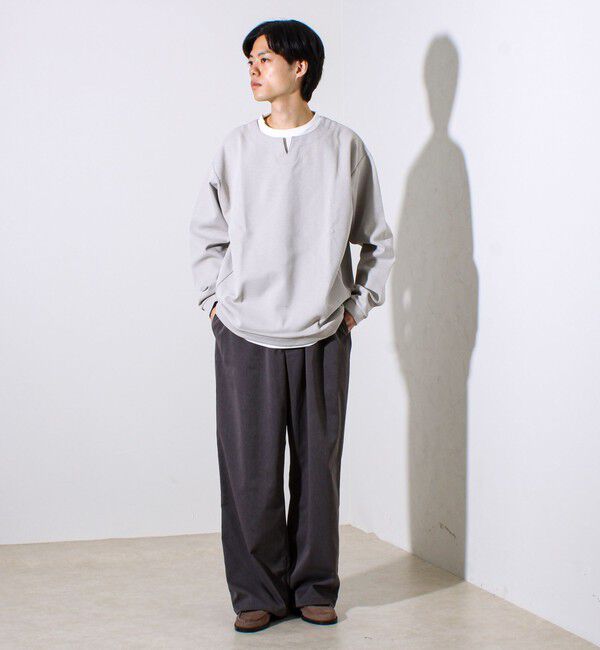 GLOSTER「【全方向杢ダンボール】フェイクキーネックロングスリーブ」|Tシャツ・カットソー|