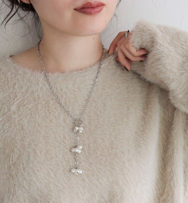 fredy emue「粒パールY字チェーンネックレス」|ネックレス|シルバー