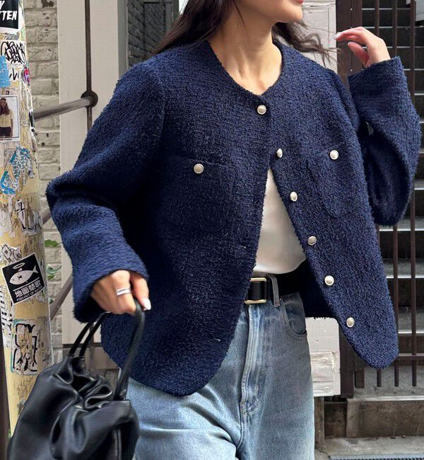 fredy emue「ノーカラーツィードジャケット」|ノーカラージャケット|