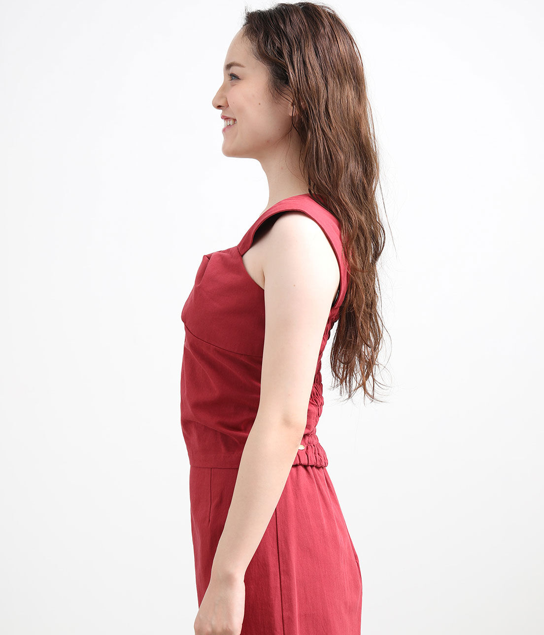 VIS「【セットアップ対応】麻混ワンショルダーねじれビスチェ」|その他|