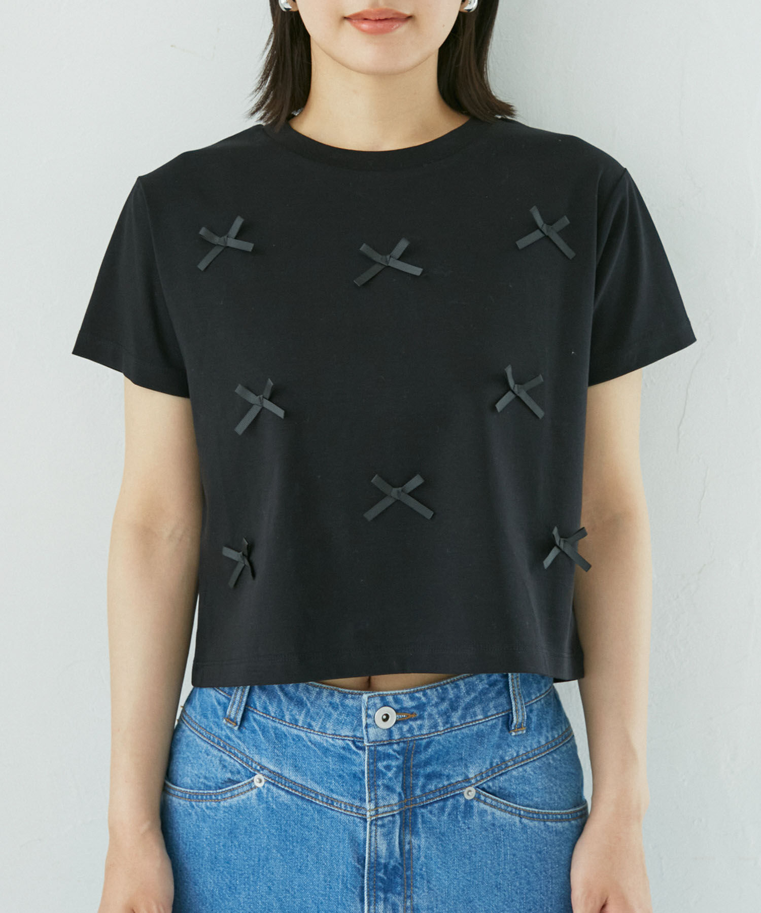 VIS「【接触冷感・洗える】シルケットリボンTシャツ」|Tシャツ・カットソー|