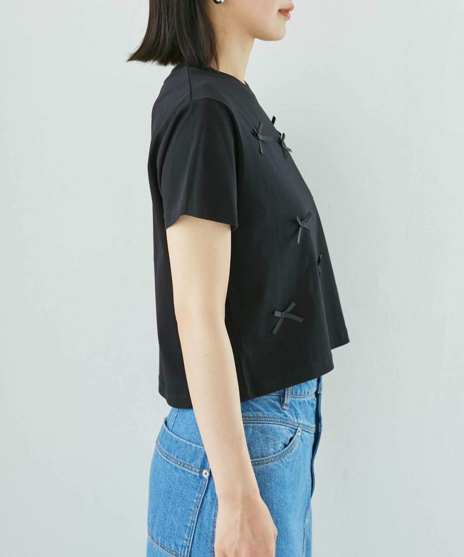 VIS「【接触冷感・洗える】シルケットリボンTシャツ」|Tシャツ・カットソー|