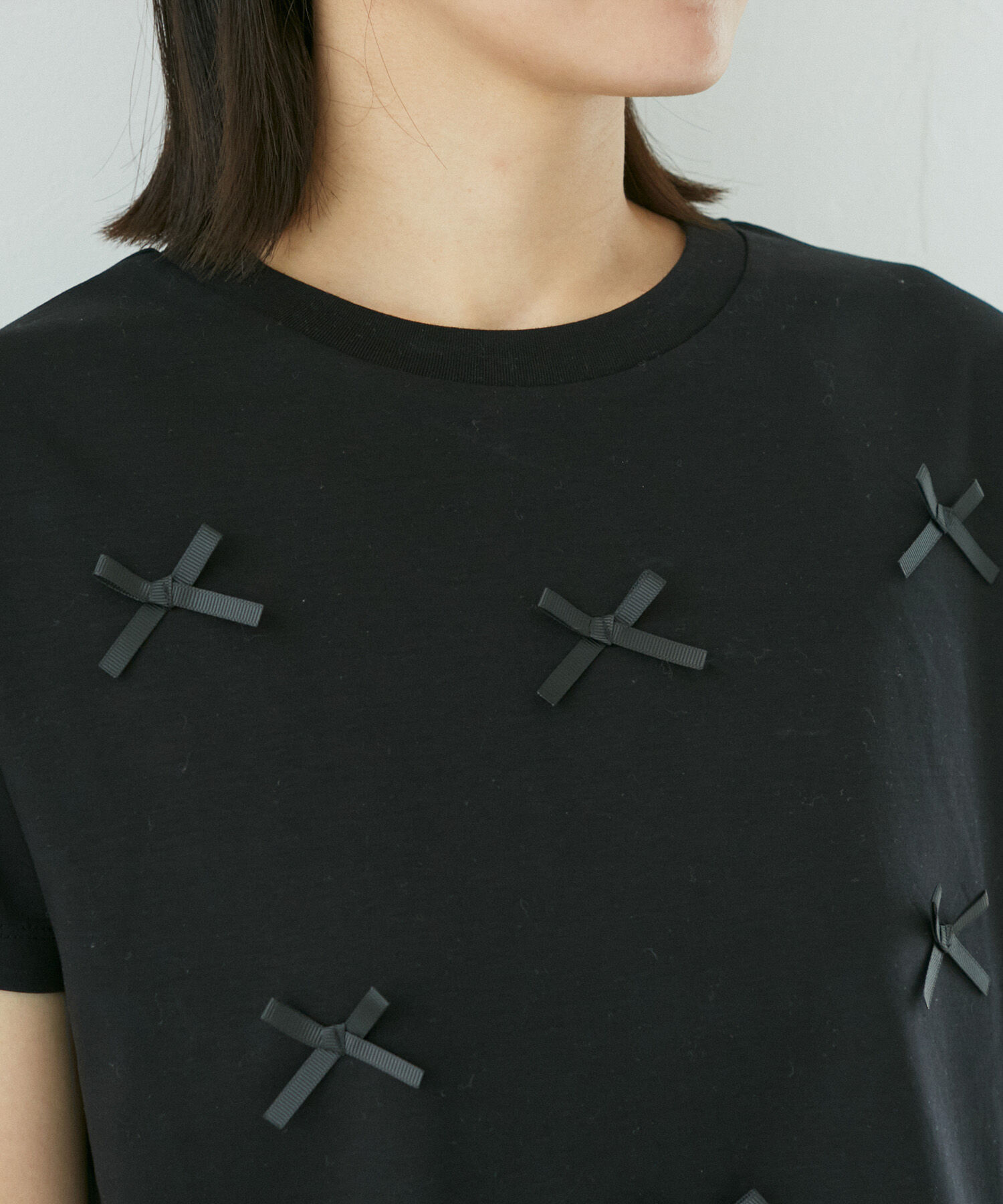 VIS「【接触冷感・洗える】シルケットリボンTシャツ」|Tシャツ・カットソー|