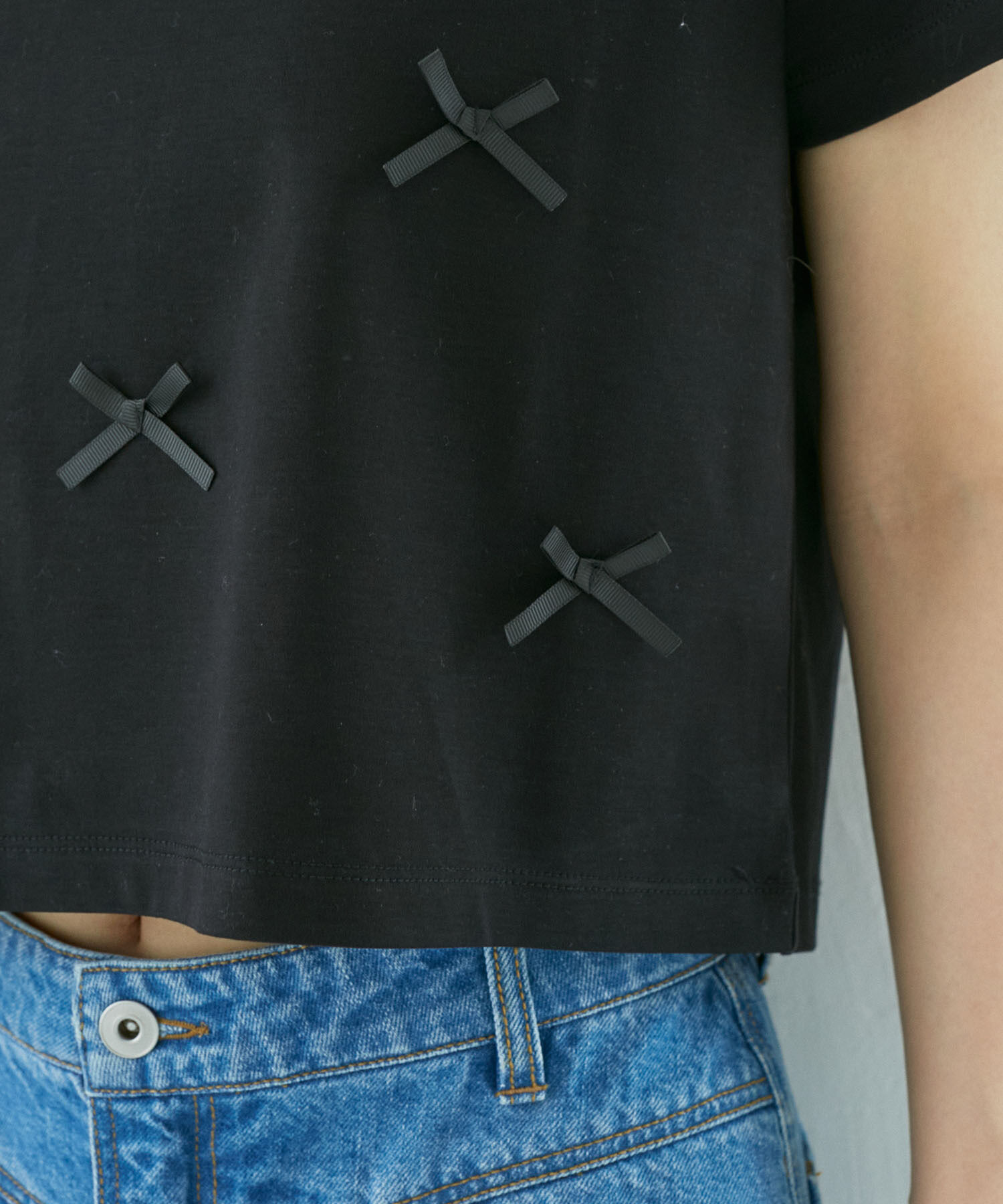 VIS「【接触冷感・洗える】シルケットリボンTシャツ」|Tシャツ・カットソー|