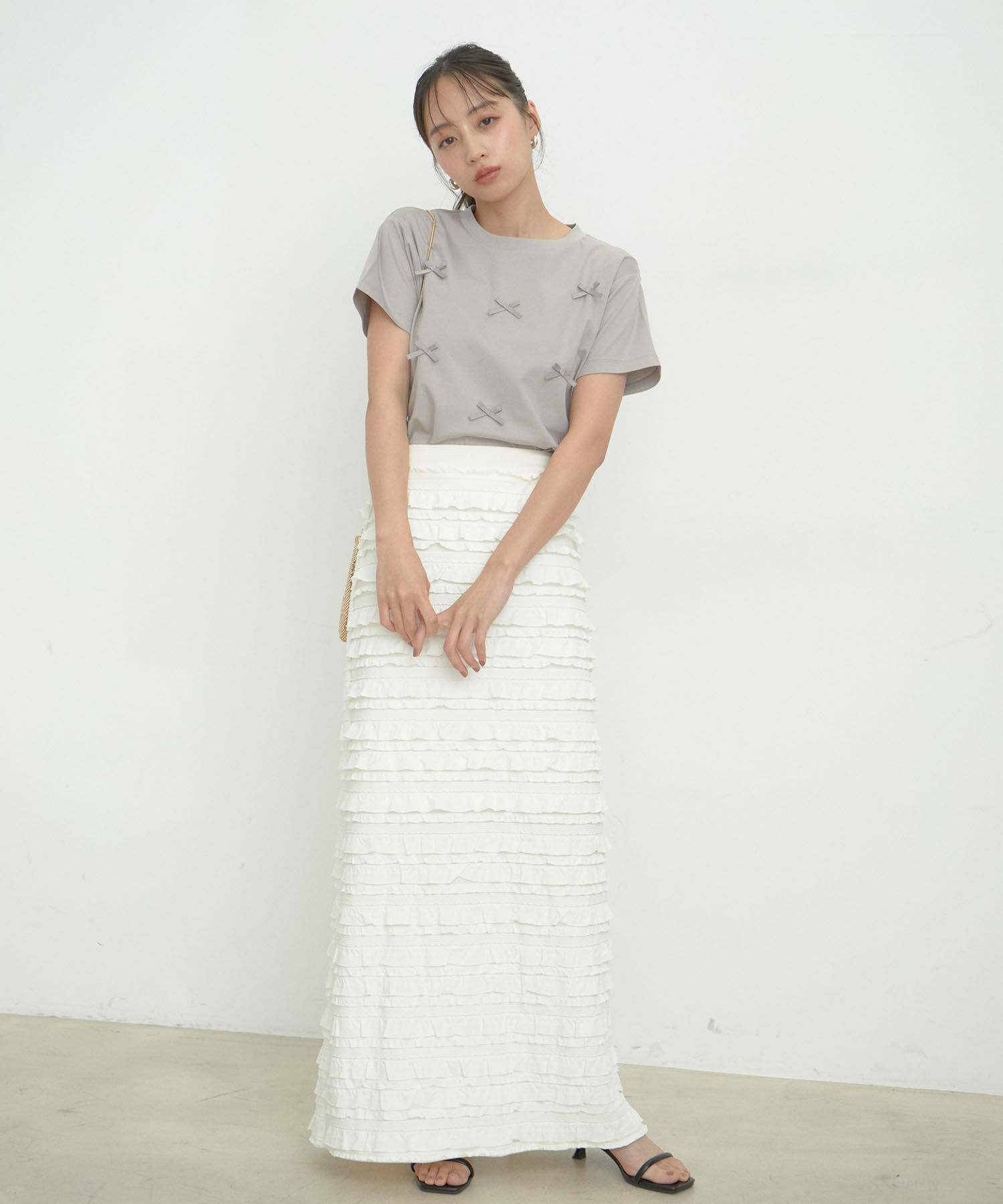 VIS「【接触冷感・洗える】シルケットリボンTシャツ」|Tシャツ・カットソー|