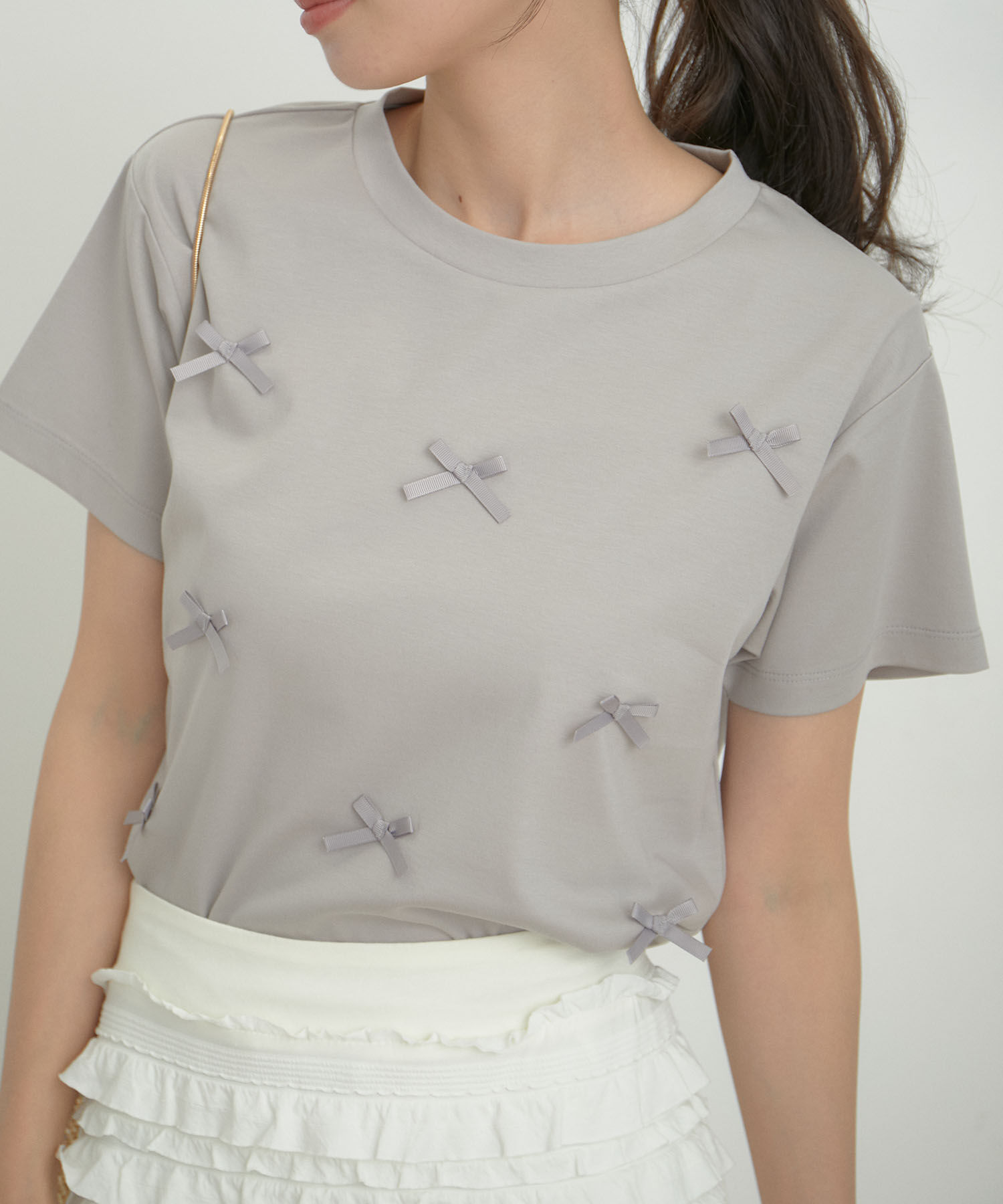 VIS「【接触冷感・洗える】シルケットリボンTシャツ」|Tシャツ・カットソー|