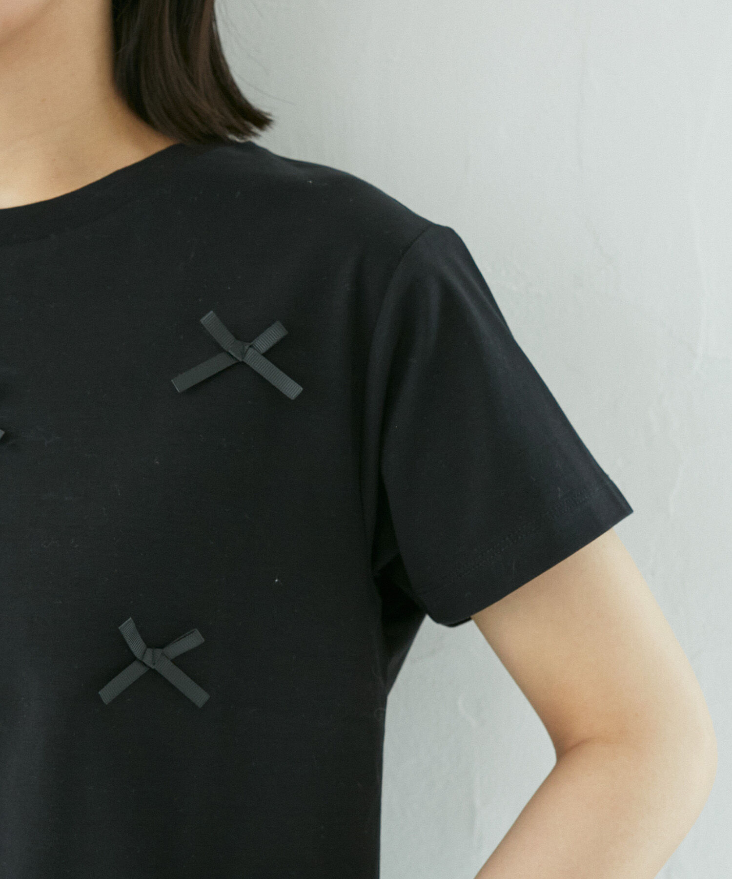 VIS「【接触冷感・洗える】シルケットリボンTシャツ」|Tシャツ・カットソー|