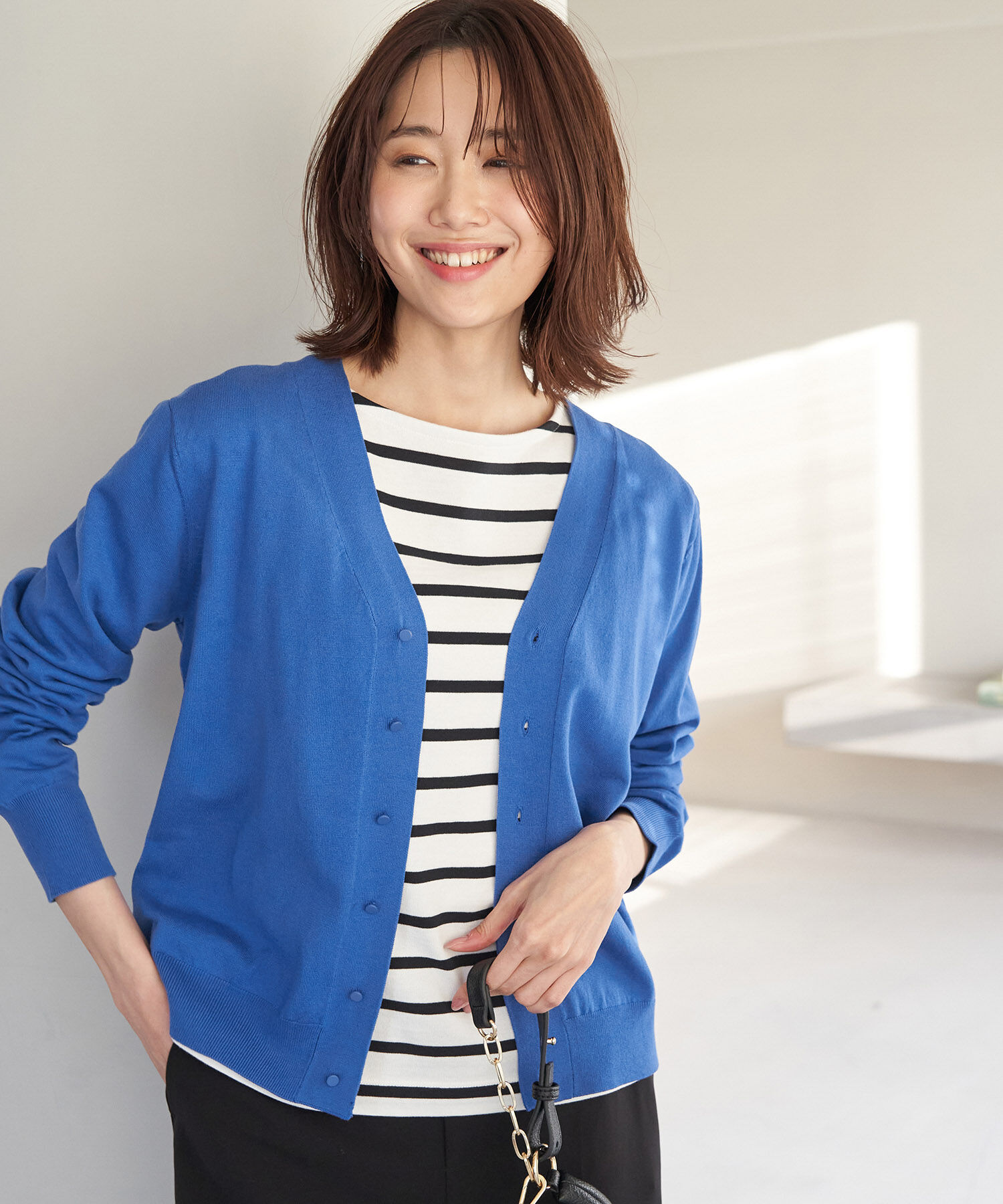 Rope&rsquo;Picnic「天竺Vネックニットカーディガン」|カーディガン|ブルー(44)