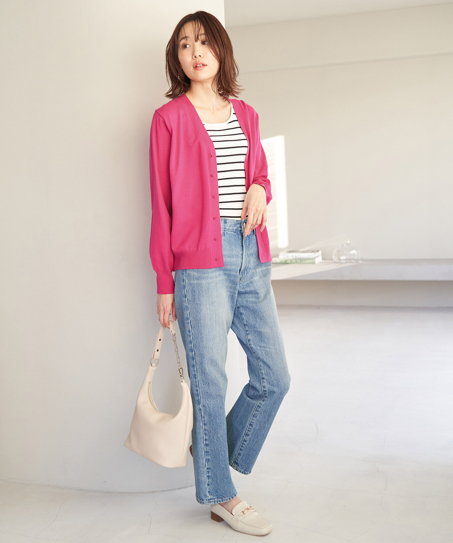 Rope&rsquo;Picnic「天竺Vネックニットカーディガン」|カーディガン|