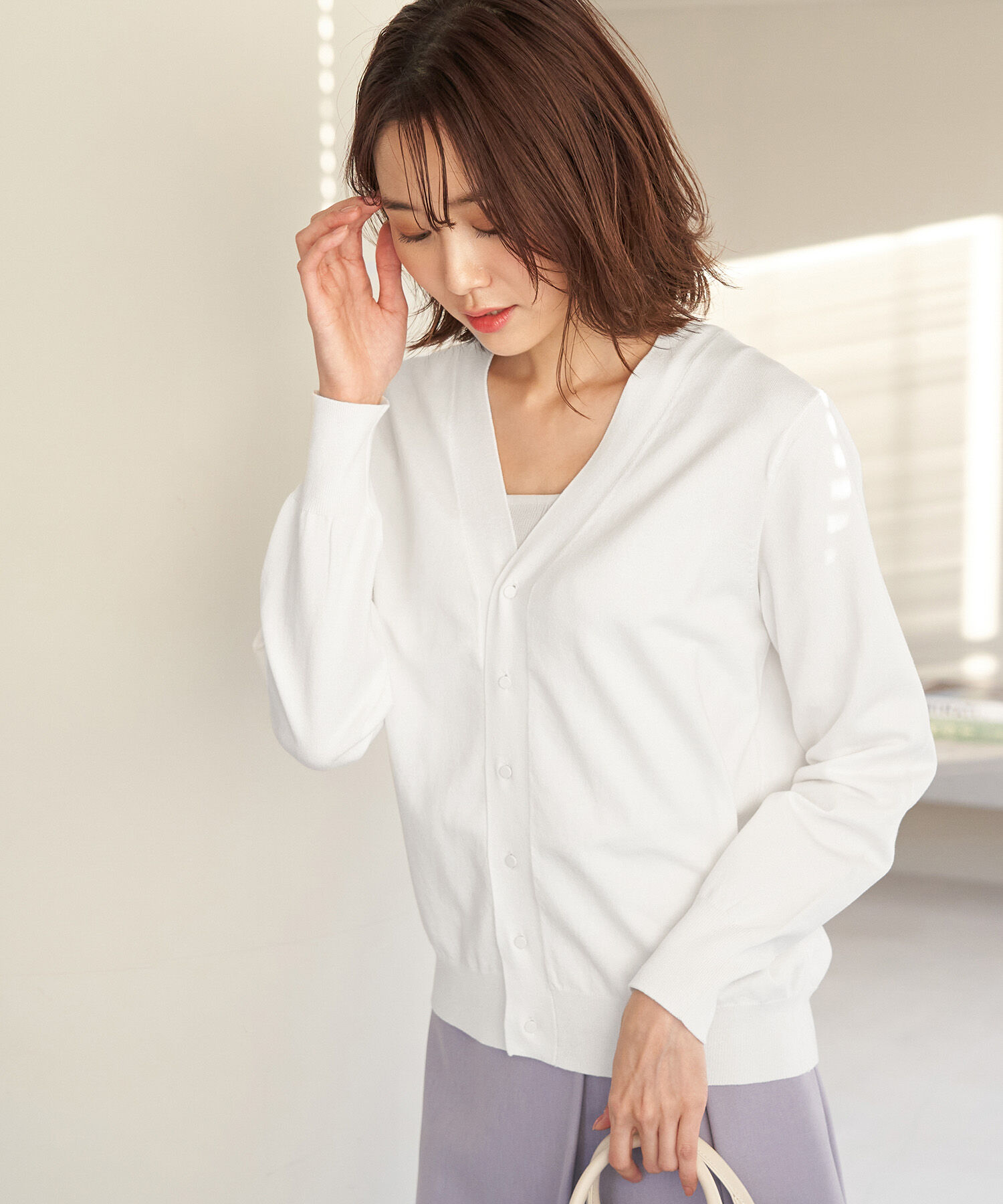 Rope&rsquo;Picnic「天竺Vネックニットカーディガン」|カーディガン|