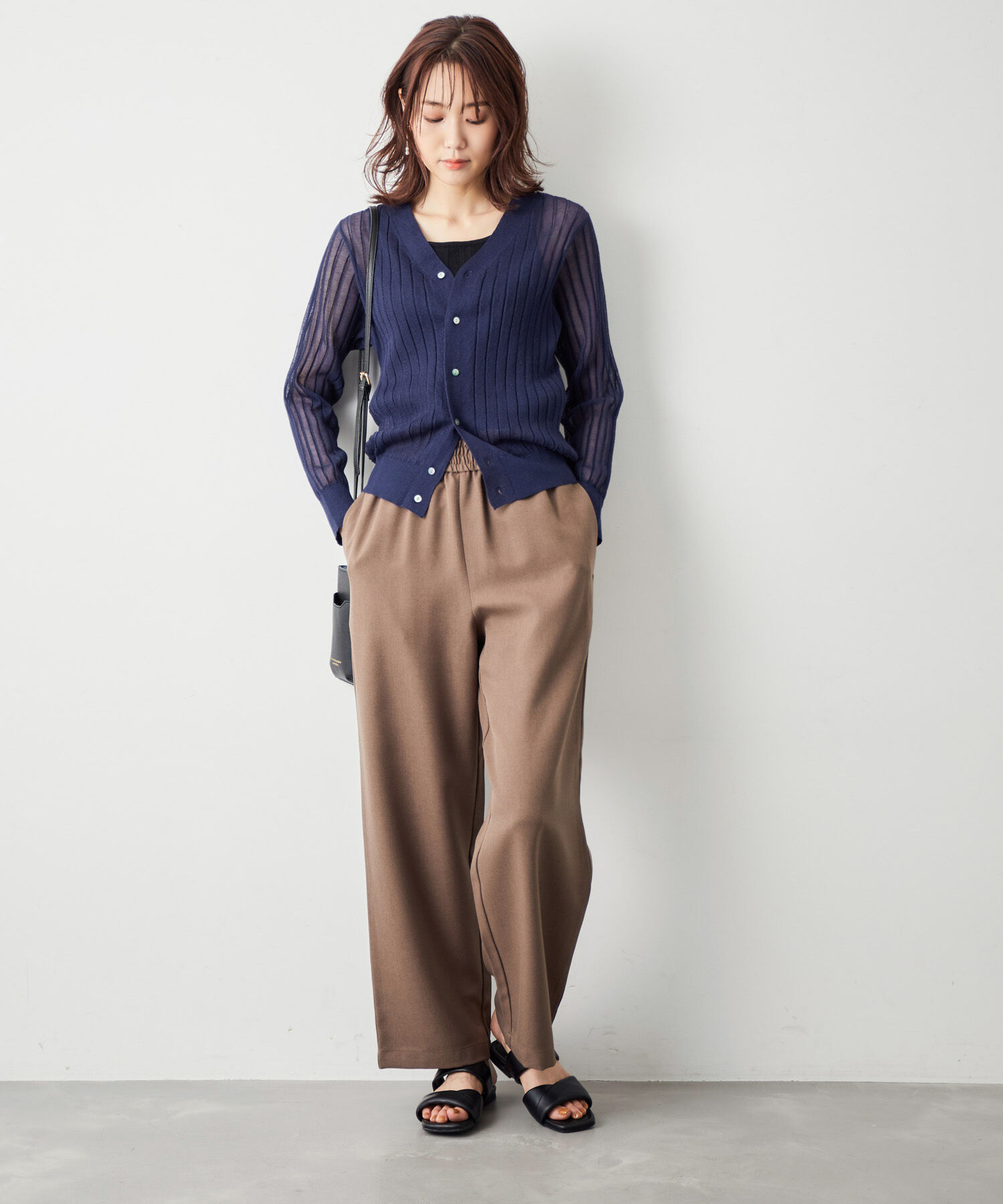 Rope&rsquo;Picnic「洗える/シアーワイドリブカーディガン」|カーディガン|