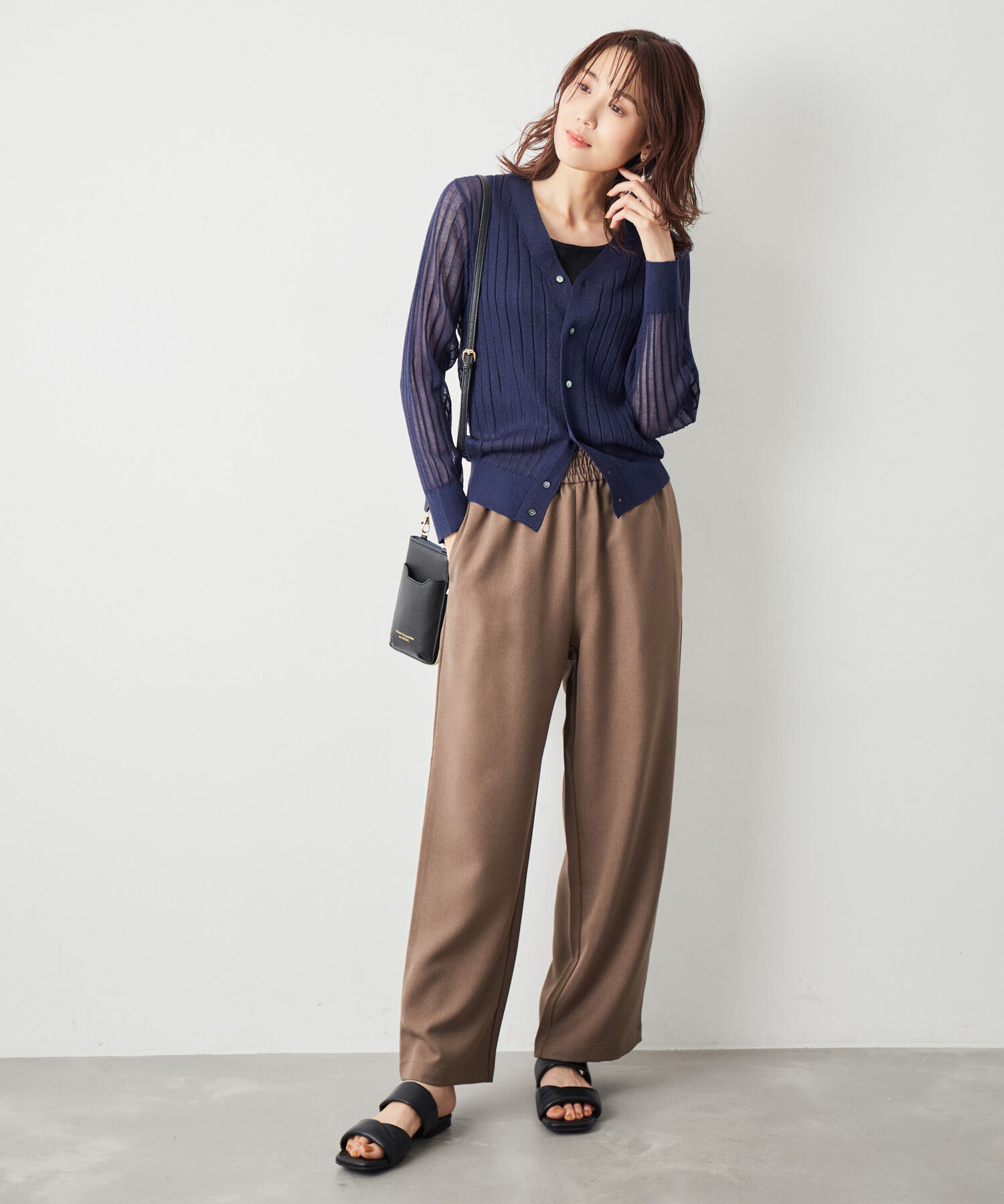 Rope&rsquo;Picnic「洗える/シアーワイドリブカーディガン」|カーディガン|