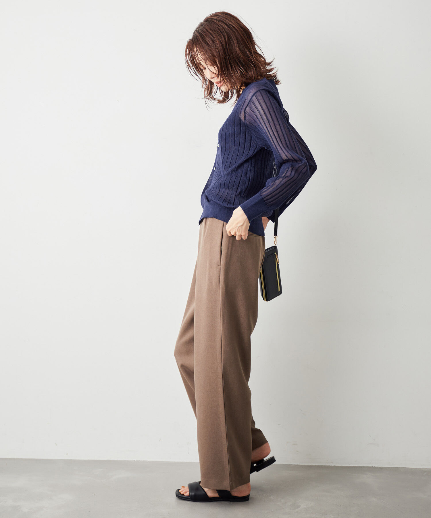 Rope&rsquo;Picnic「洗える/シアーワイドリブカーディガン」|カーディガン|