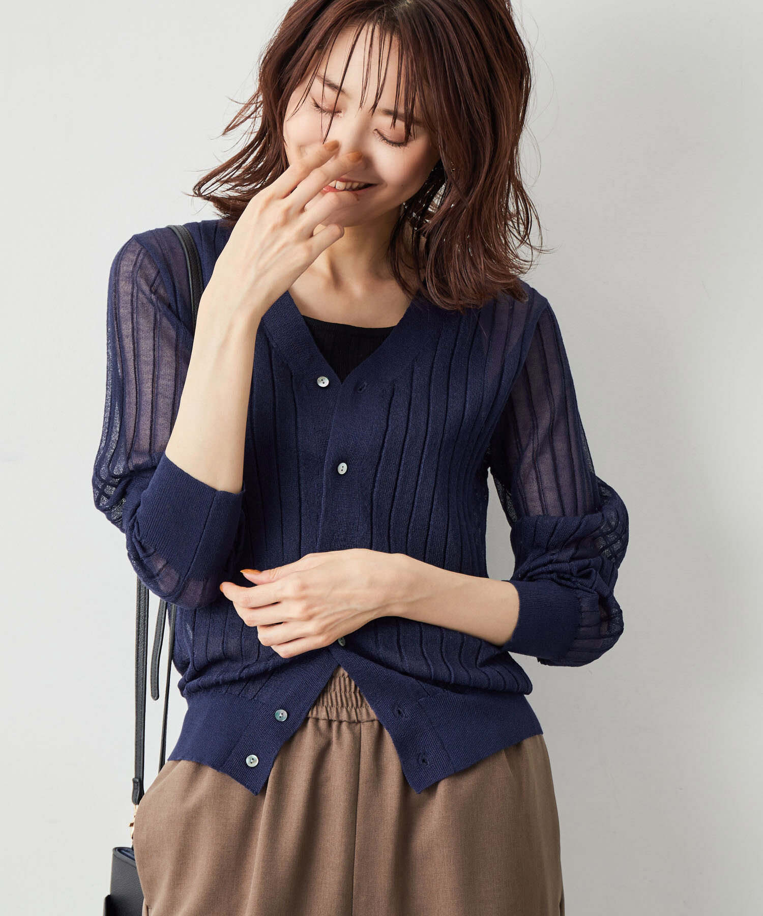 Rope&rsquo;Picnic「洗える/シアーワイドリブカーディガン」|カーディガン|