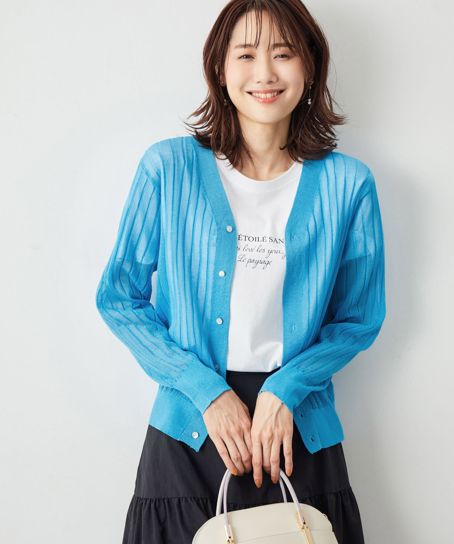 Rope&rsquo;Picnic「洗える/シアーワイドリブカーディガン」|カーディガン|