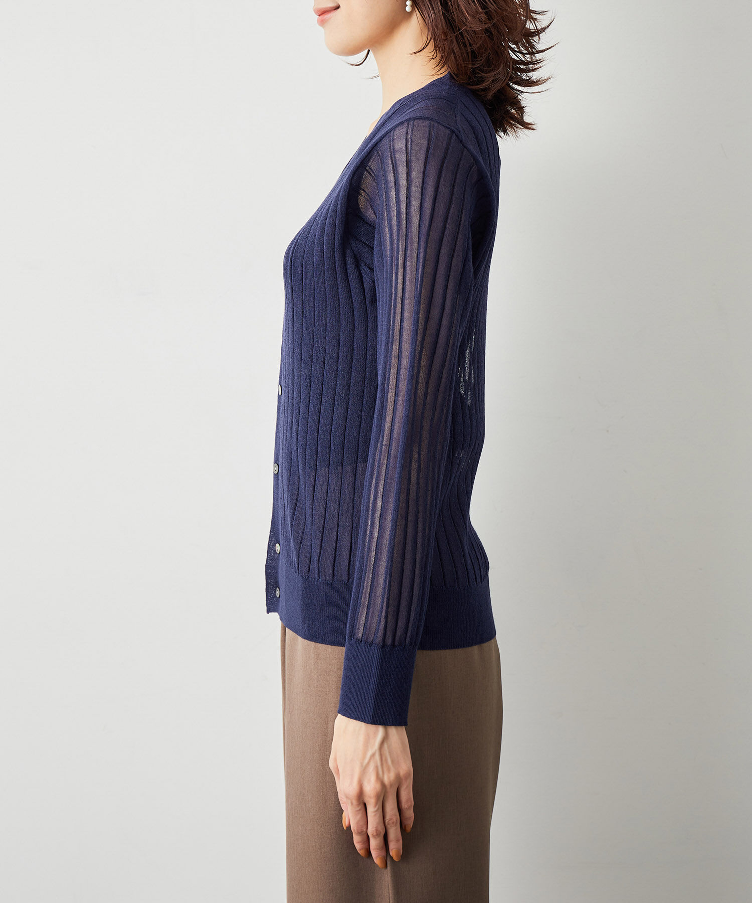 Rope&rsquo;Picnic「洗える/シアーワイドリブカーディガン」|カーディガン|