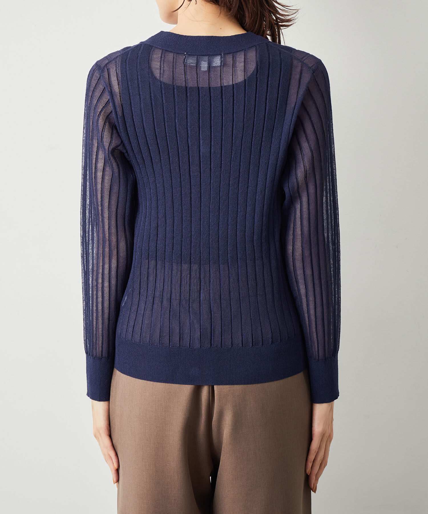 Rope&rsquo;Picnic「洗える/シアーワイドリブカーディガン」|カーディガン|