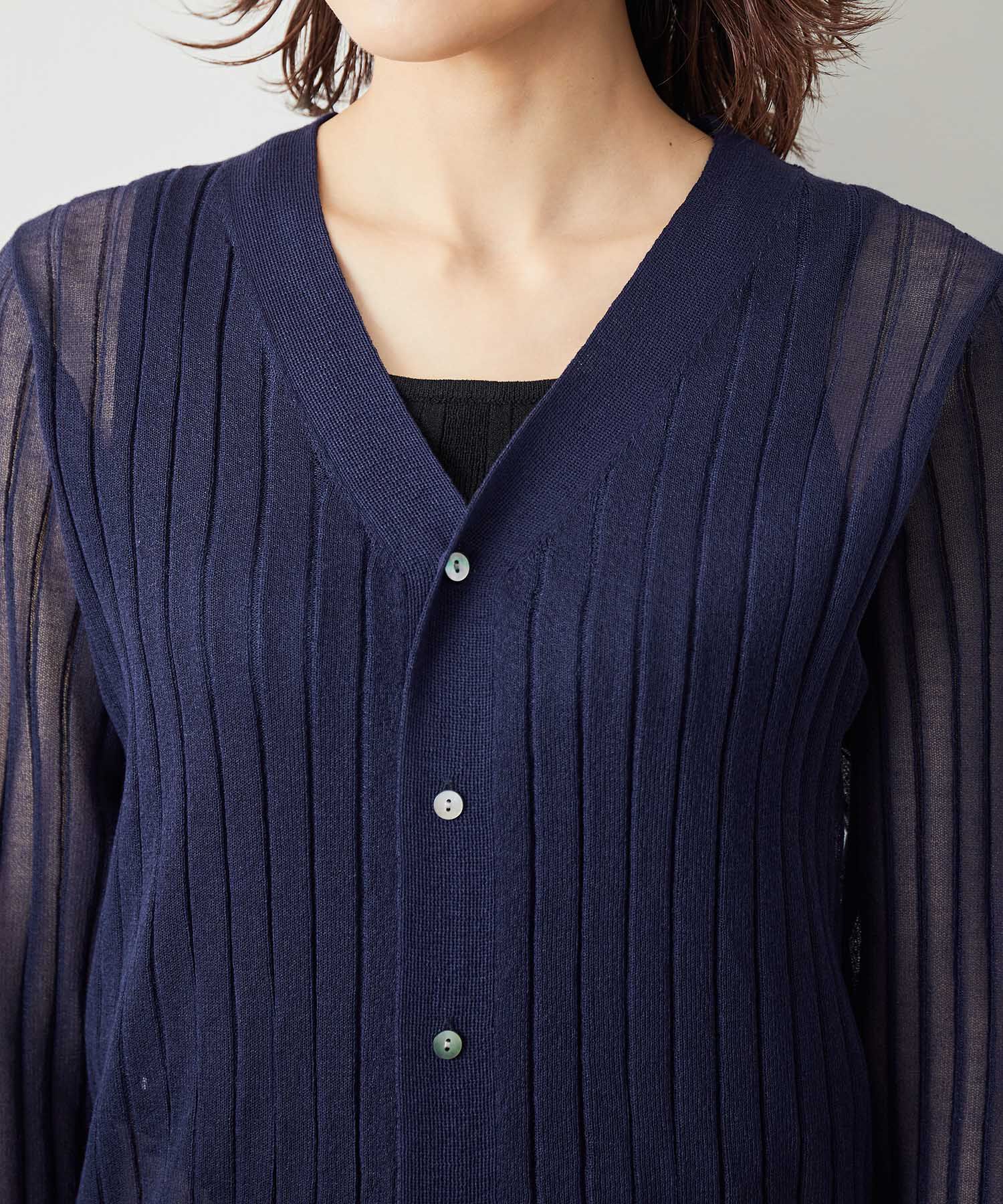 Rope&rsquo;Picnic「洗える/シアーワイドリブカーディガン」|カーディガン|