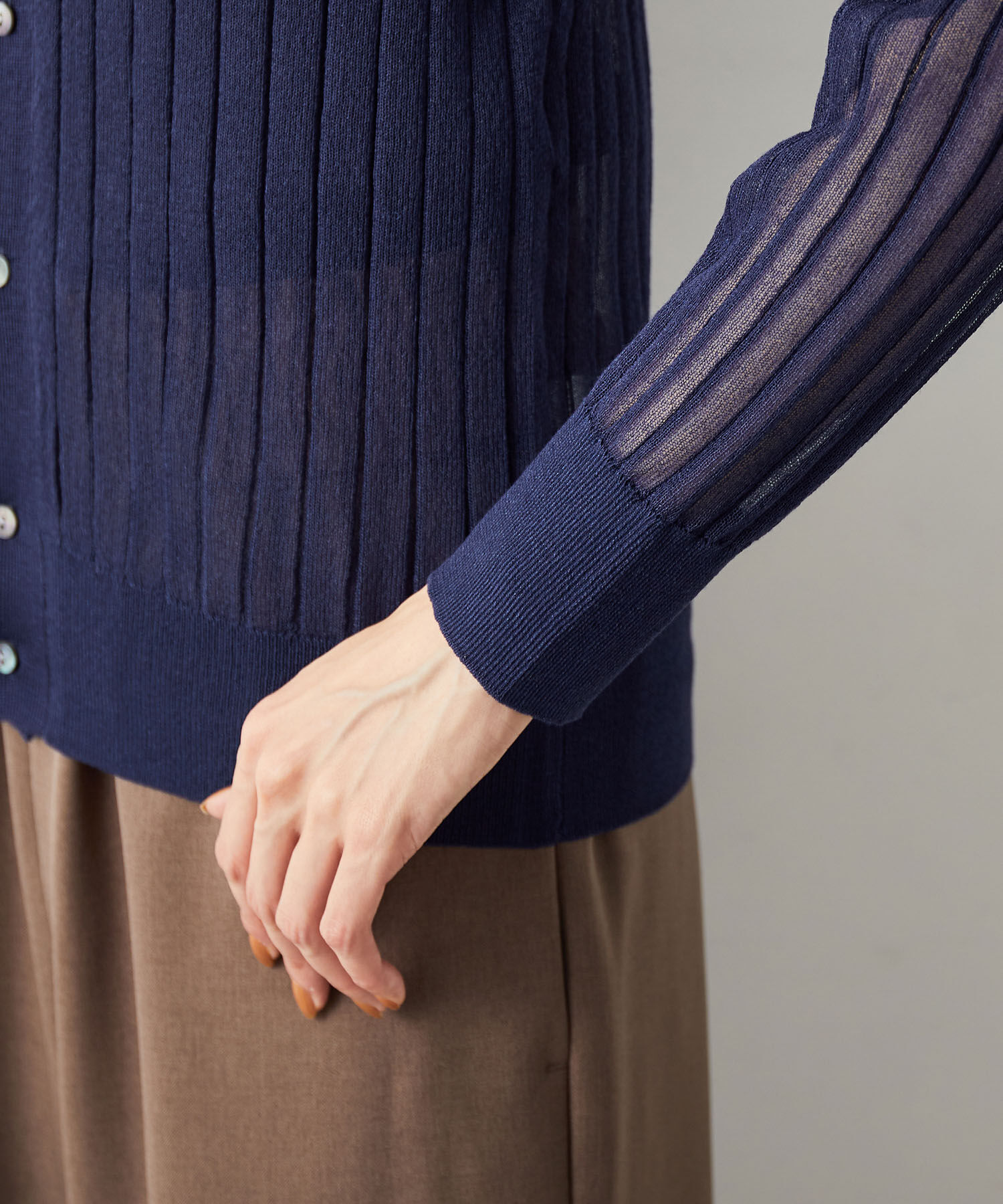 Rope&rsquo;Picnic「洗える/シアーワイドリブカーディガン」|カーディガン|