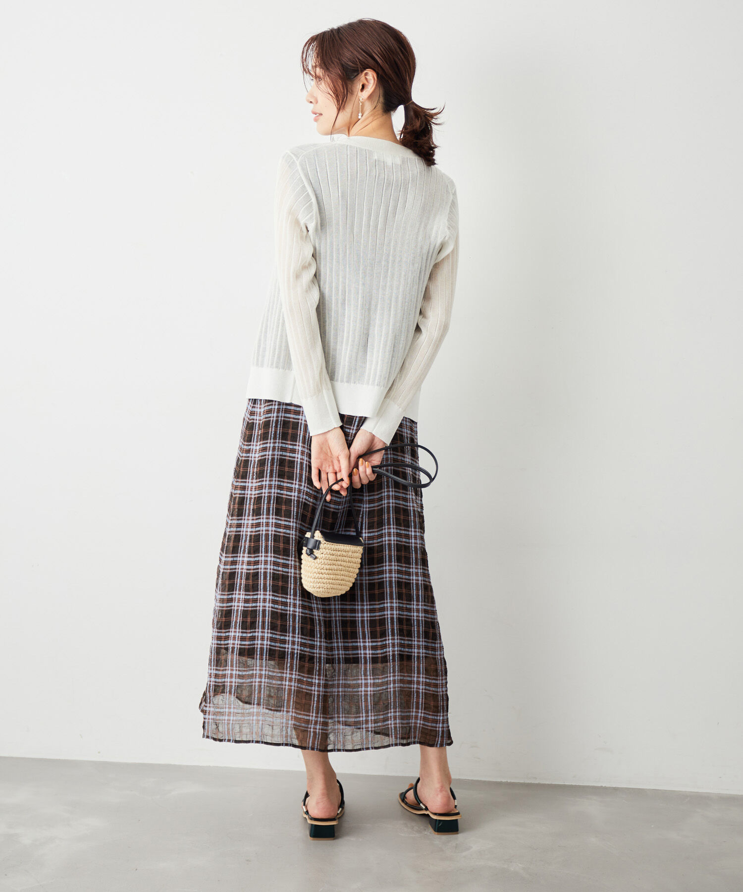 Rope&rsquo;Picnic「洗える/シアーワイドリブカーディガン」|カーディガン|