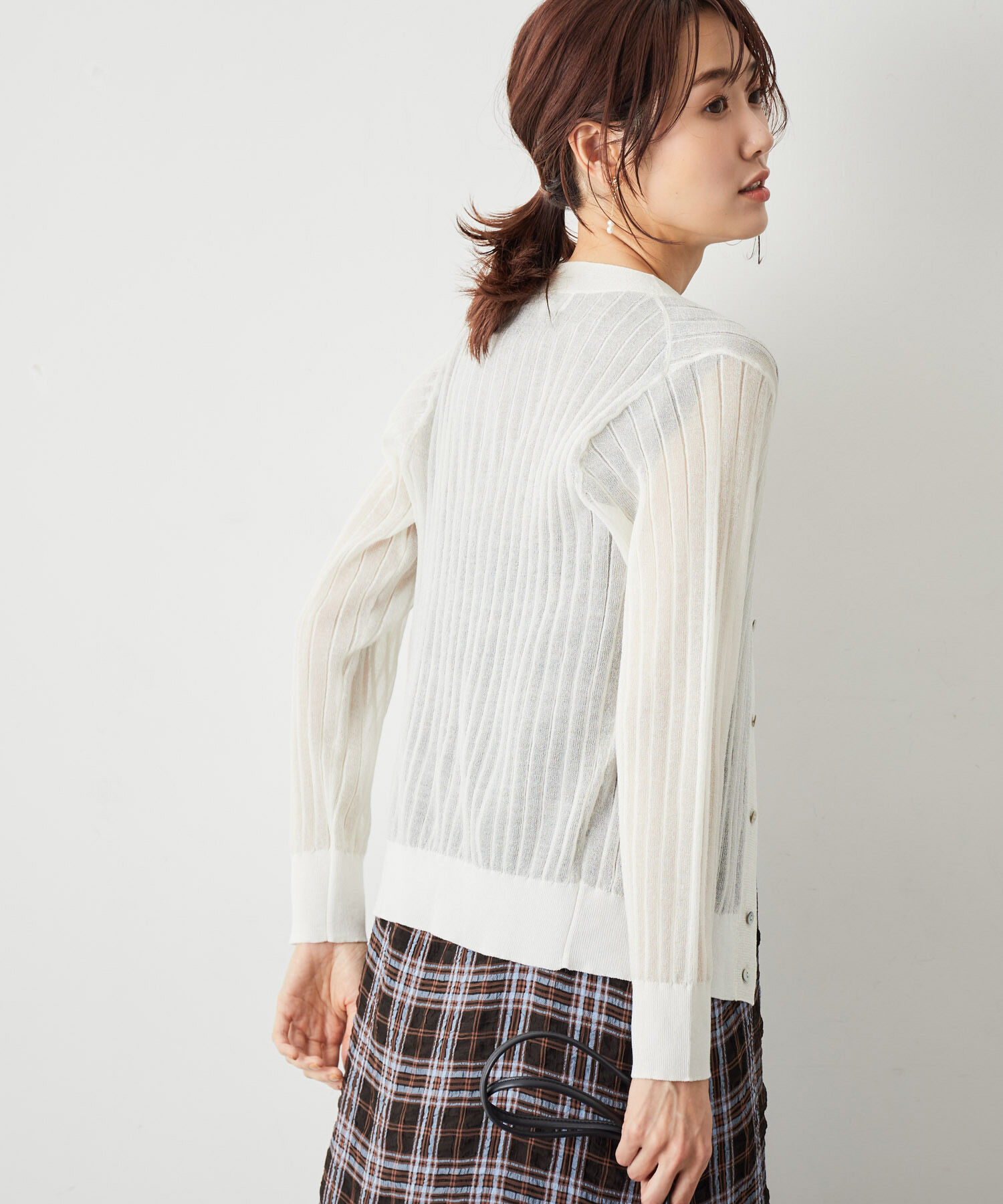 Rope&rsquo;Picnic「洗える/シアーワイドリブカーディガン」|カーディガン|