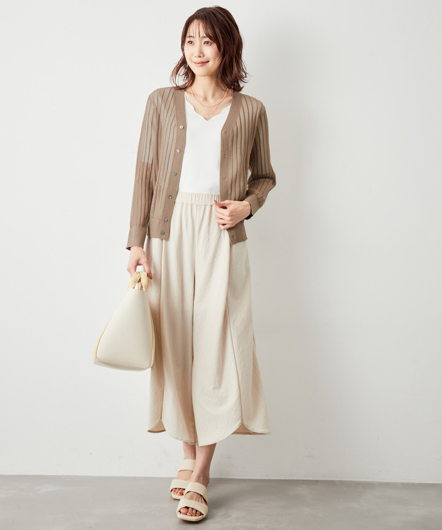 Rope&rsquo;Picnic「洗える/シアーワイドリブカーディガン」|カーディガン|