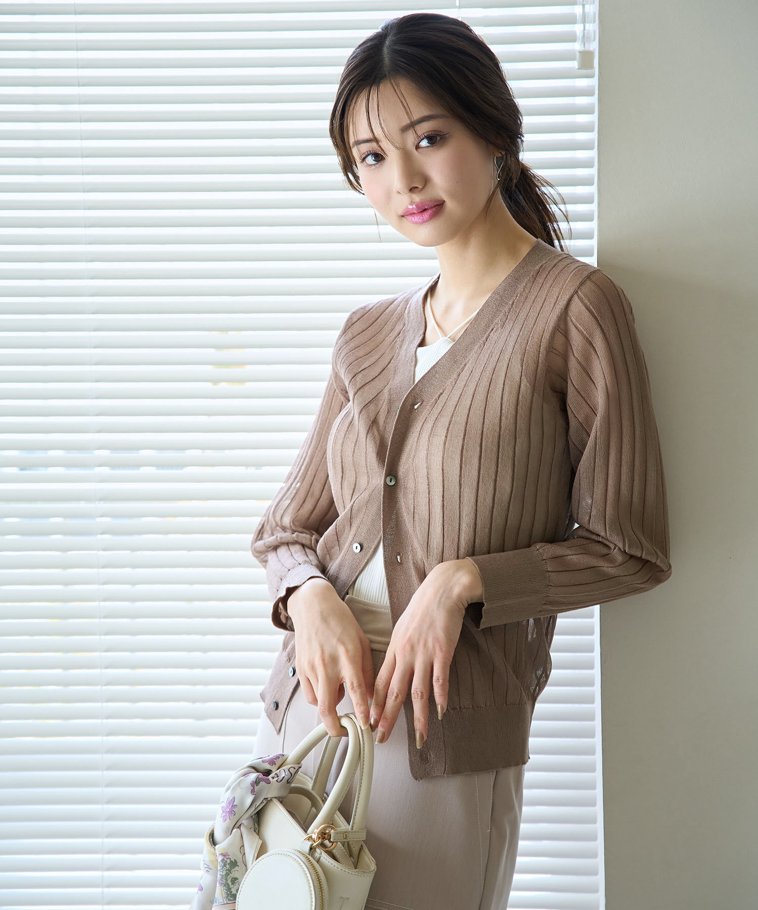 Rope&rsquo;Picnic「洗える/シアーワイドリブカーディガン」|カーディガン|