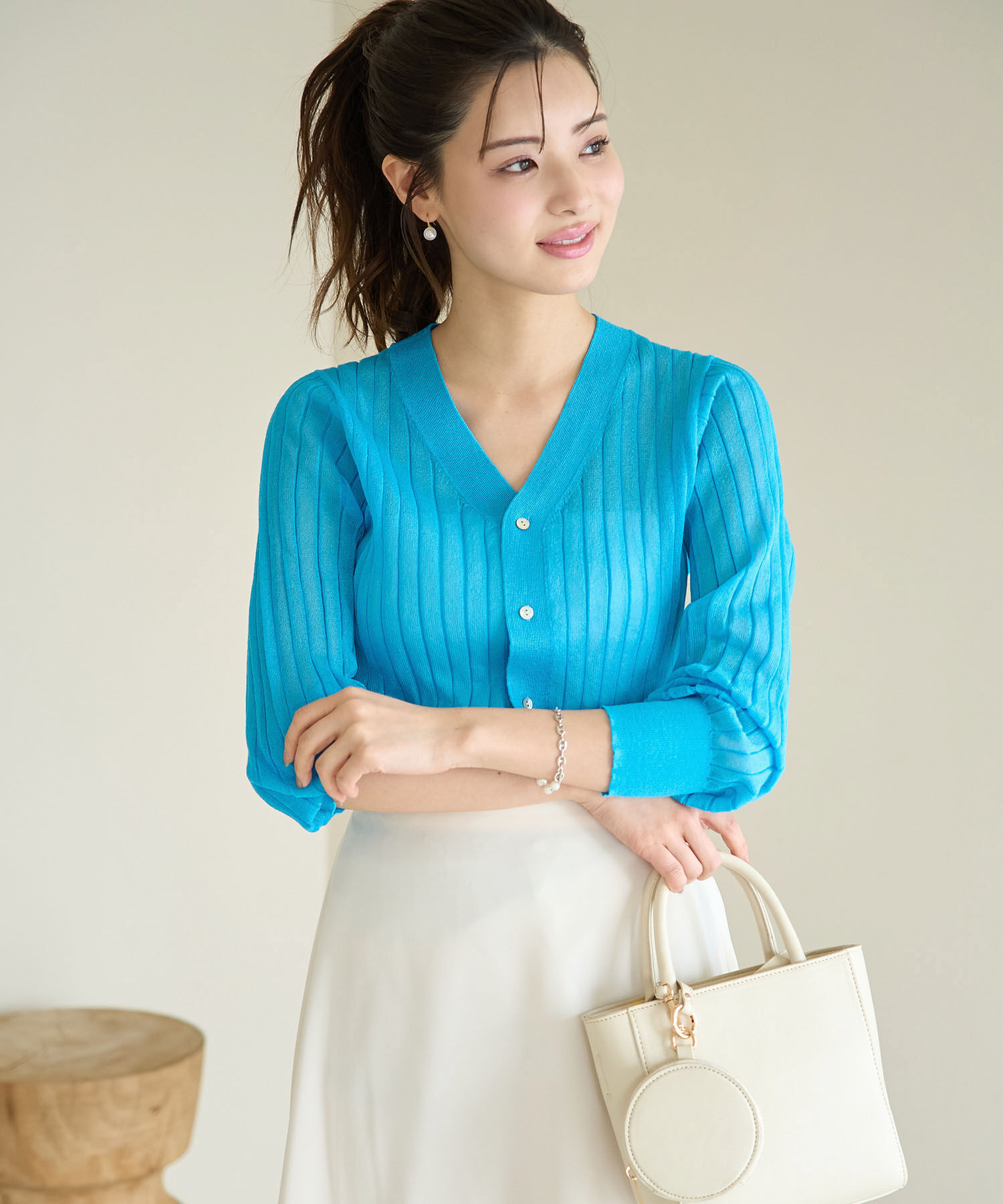 Rope&rsquo;Picnic「洗える/シアーワイドリブカーディガン」|カーディガン|