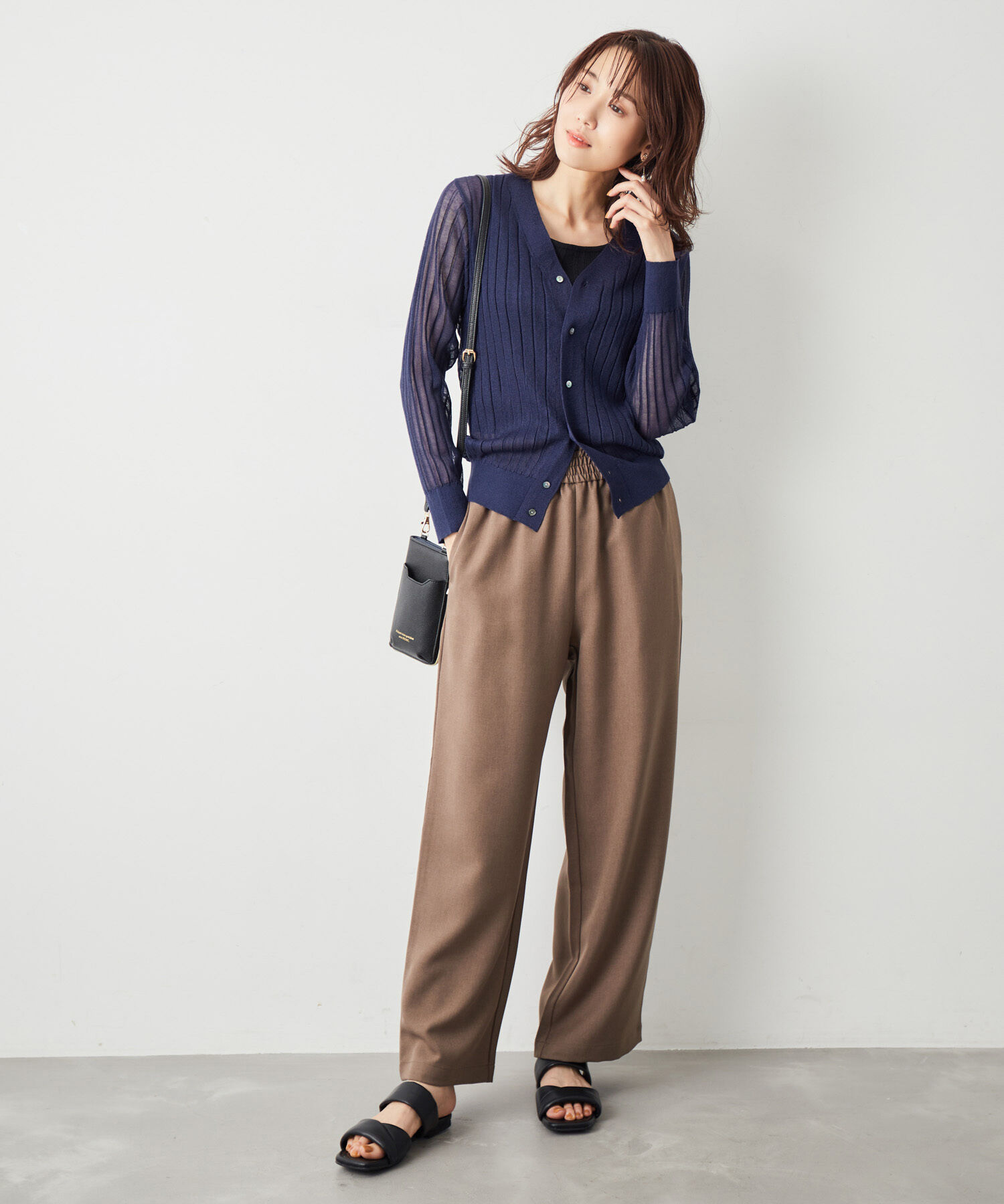 Rope&rsquo;Picnic「洗える/シアーワイドリブカーディガン」|カーディガン|