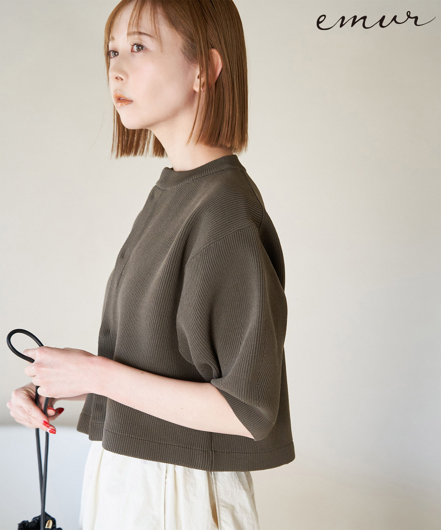 Rope&rsquo;Picnic「【emur/エミュール】スポンジカーディガン」|カーディガン|カーキ(36)