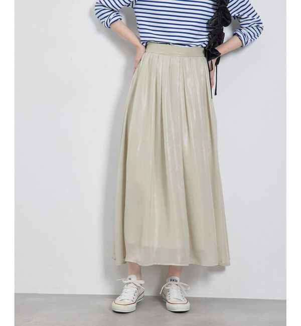 Rope&rsquo;Picnic「箔プリントスカート」|スカート|ベージュ