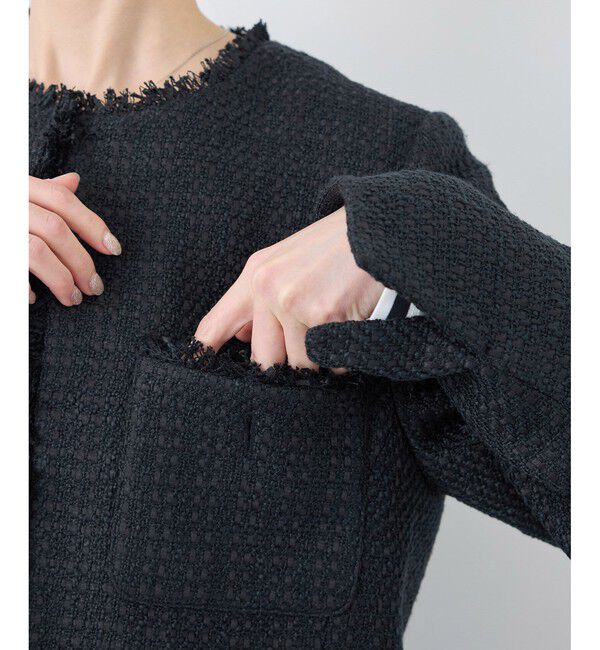 Rope&rsquo;Picnic「セレモニー・通勤対応/ツイードジャケット/リンクコーデ」|ノーカラージャケット|