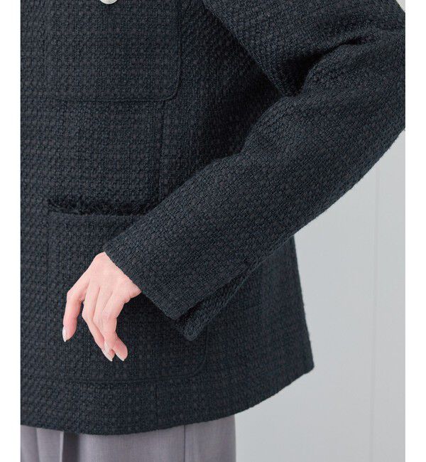 Rope&rsquo;Picnic「セレモニー・通勤対応/ツイードジャケット/リンクコーデ」|ノーカラージャケット|