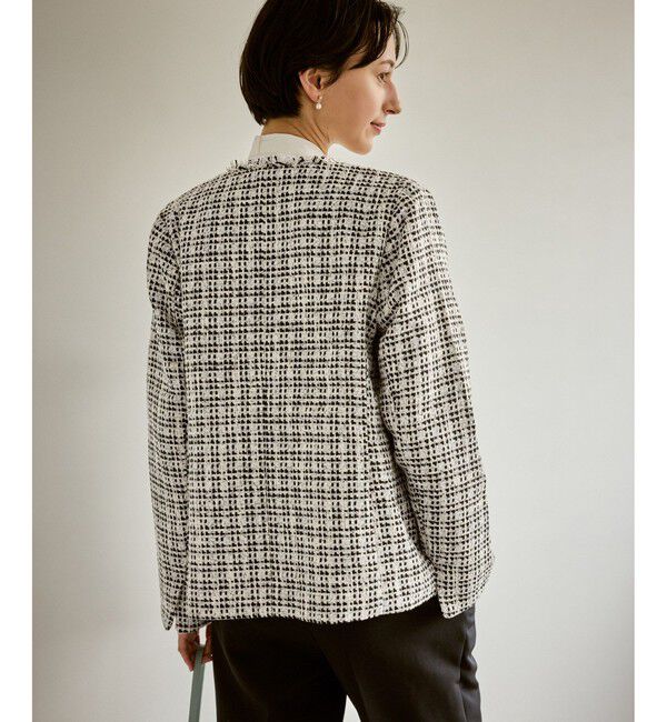 Rope&rsquo;Picnic「セレモニー・通勤対応/ツイードジャケット/リンクコーデ」|ノーカラージャケット|