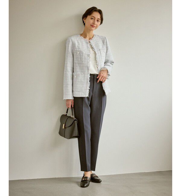 Rope&rsquo;Picnic「セレモニー・通勤対応/ツイードジャケット/リンクコーデ」|ノーカラージャケット|