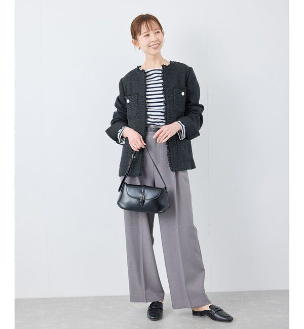 Rope&rsquo;Picnic「セレモニー・通勤対応/ツイードジャケット/リンクコーデ」|ノーカラージャケット|