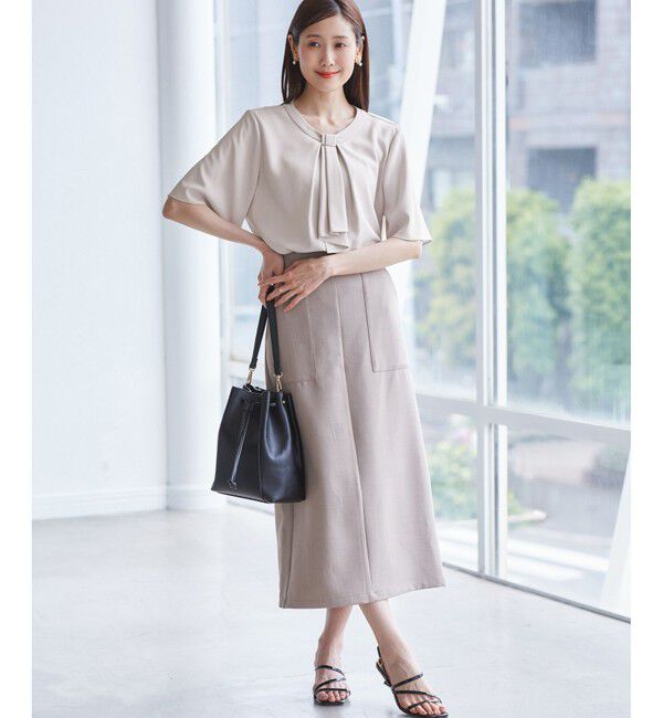 Rope&rsquo;Picnic「メタルパーツフロントフリルタイブラウス/通勤対応」|シャツ・ブラウス|