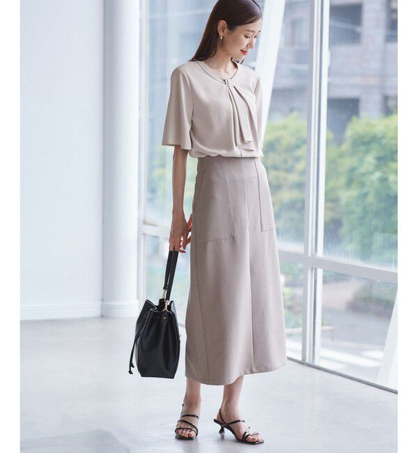 Rope&rsquo;Picnic「メタルパーツフロントフリルタイブラウス/通勤対応」|シャツ・ブラウス|