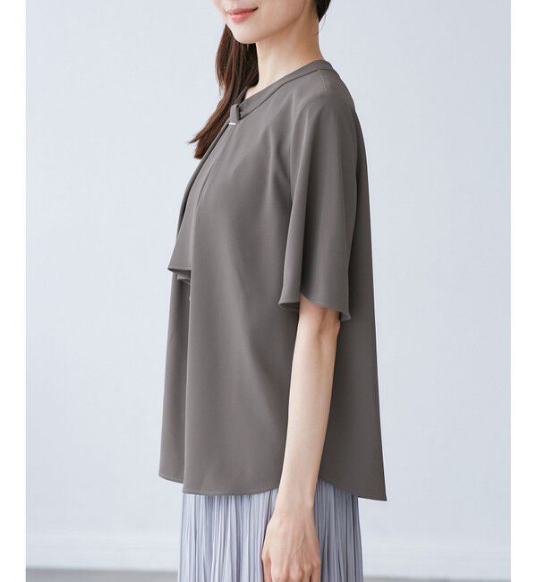 Rope&rsquo;Picnic「メタルパーツフロントフリルタイブラウス/通勤対応」|シャツ・ブラウス|