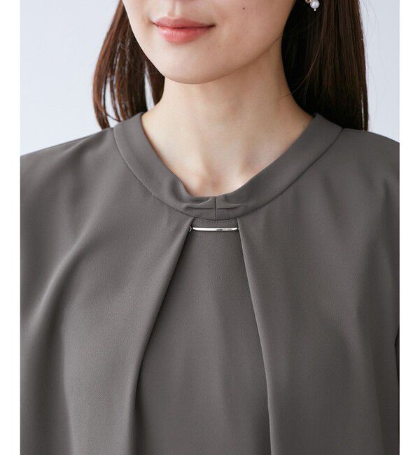 Rope&rsquo;Picnic「メタルパーツフロントフリルタイブラウス/通勤対応」|シャツ・ブラウス|