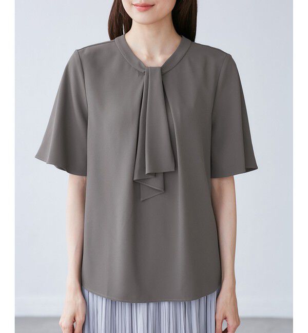 Rope&rsquo;Picnic「メタルパーツフロントフリルタイブラウス/通勤対応」|シャツ・ブラウス|