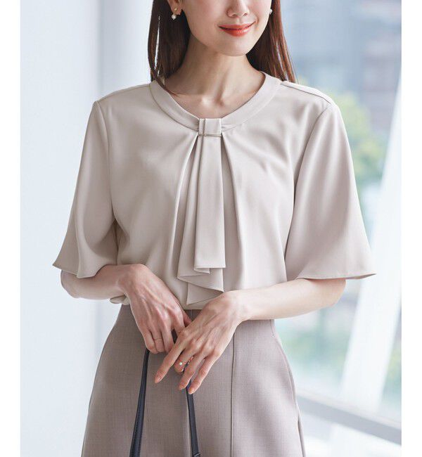 Rope&rsquo;Picnic「メタルパーツフロントフリルタイブラウス/通勤対応」|シャツ・ブラウス|ピンク(63)