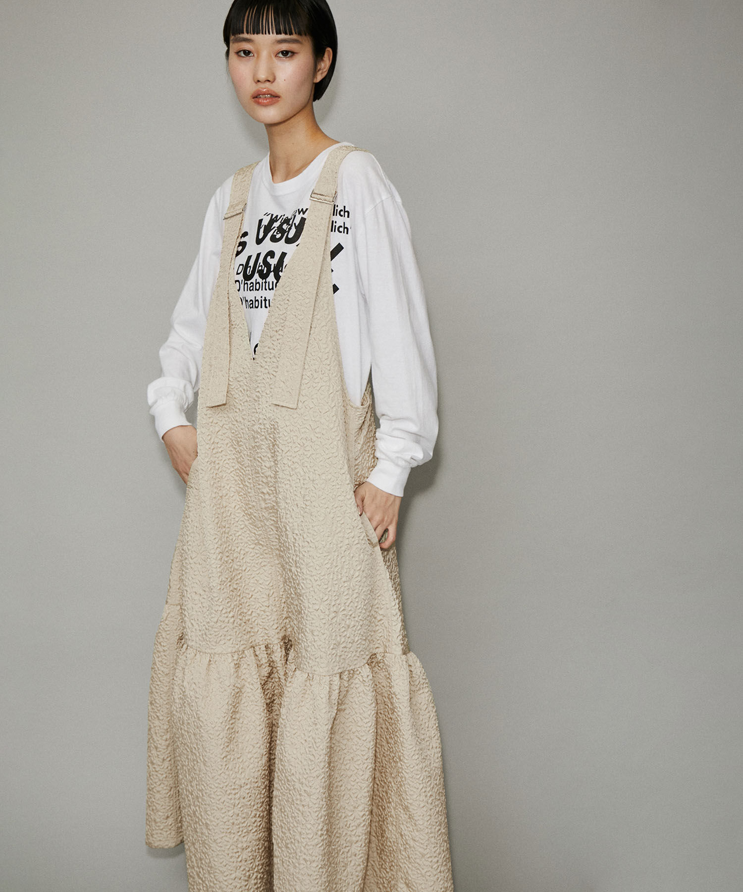 ADAM ET ROPE'「【WEB限定】オーバーオールジャンパースカート」|ジャンパースカート|ベージュ系(28)