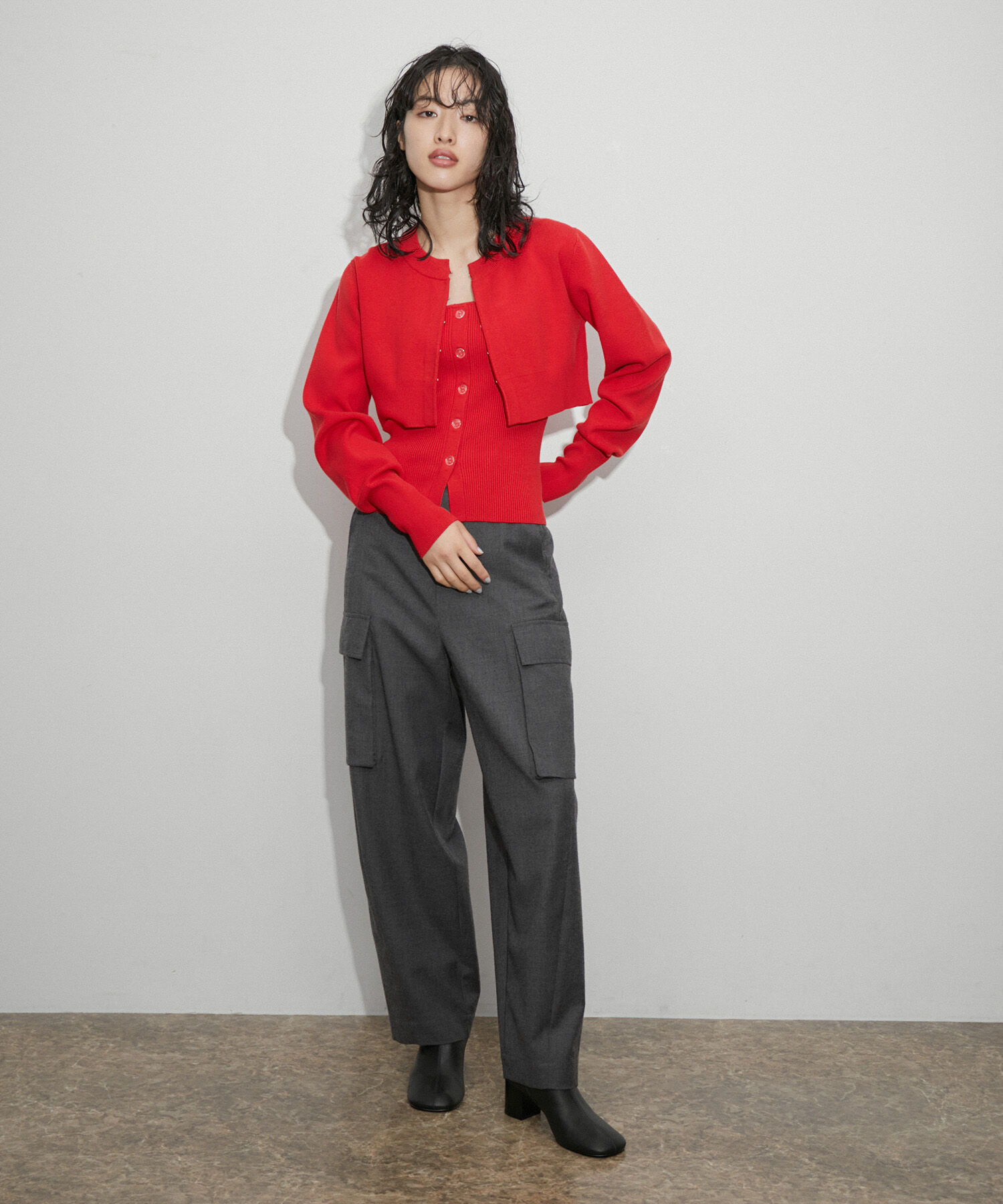 ADAM ET ROPE'「【サステナブル】ウーステッドカーゴパンツ」|カーゴ|