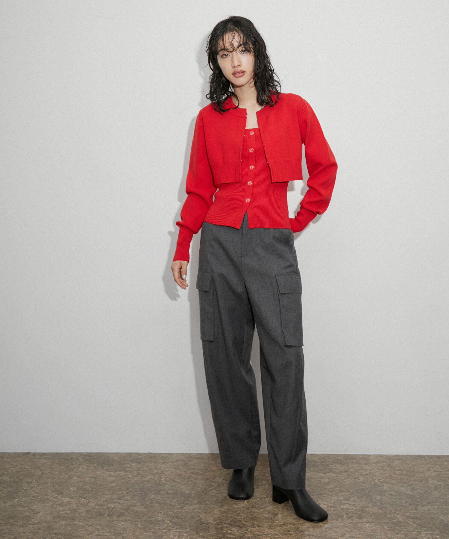 ADAM ET ROPE'「【サステナブル】ウーステッドカーゴパンツ」|カーゴ|