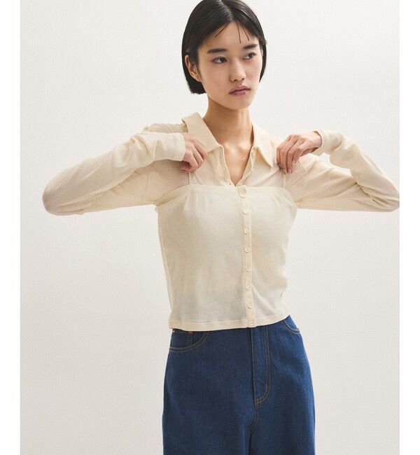 ADAM ET ROPE'「ベアキャミコンビカットソーカーディガン」|カーディガン|