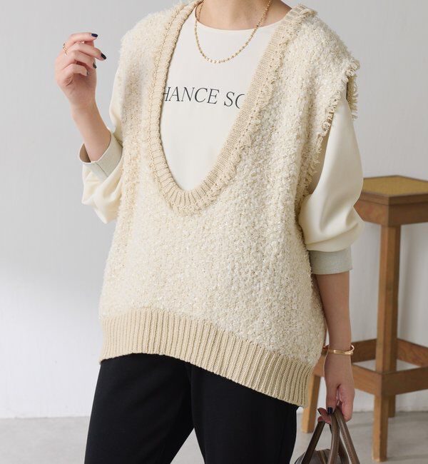  「ツイードライクニットベスト」|ニット・セーター|